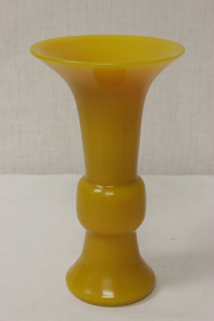 Chinese yellow background Peking glass vase (1 of 9)