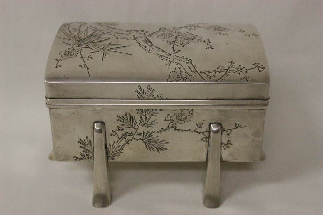 antique Japanese silver covered box, signed (1 of 10)