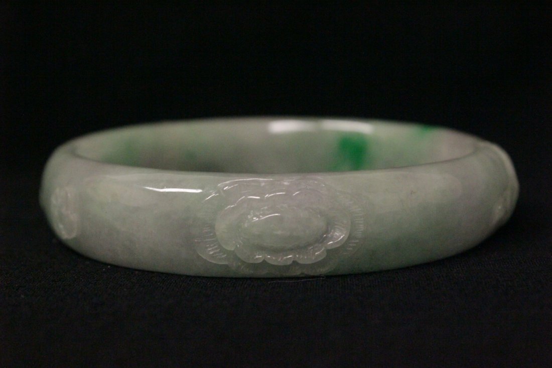 Chinese translucent natural color jadeite bracelet (1 of 9)