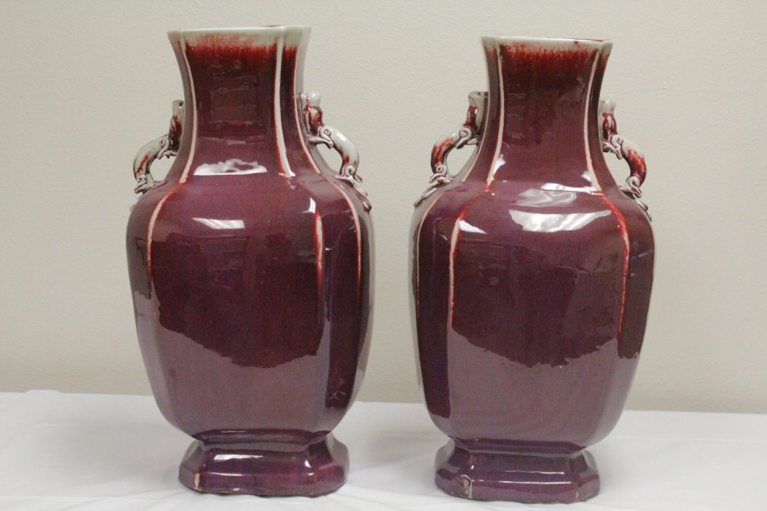 Pair Chinese large copper red porcelain vases (1 of 10)
