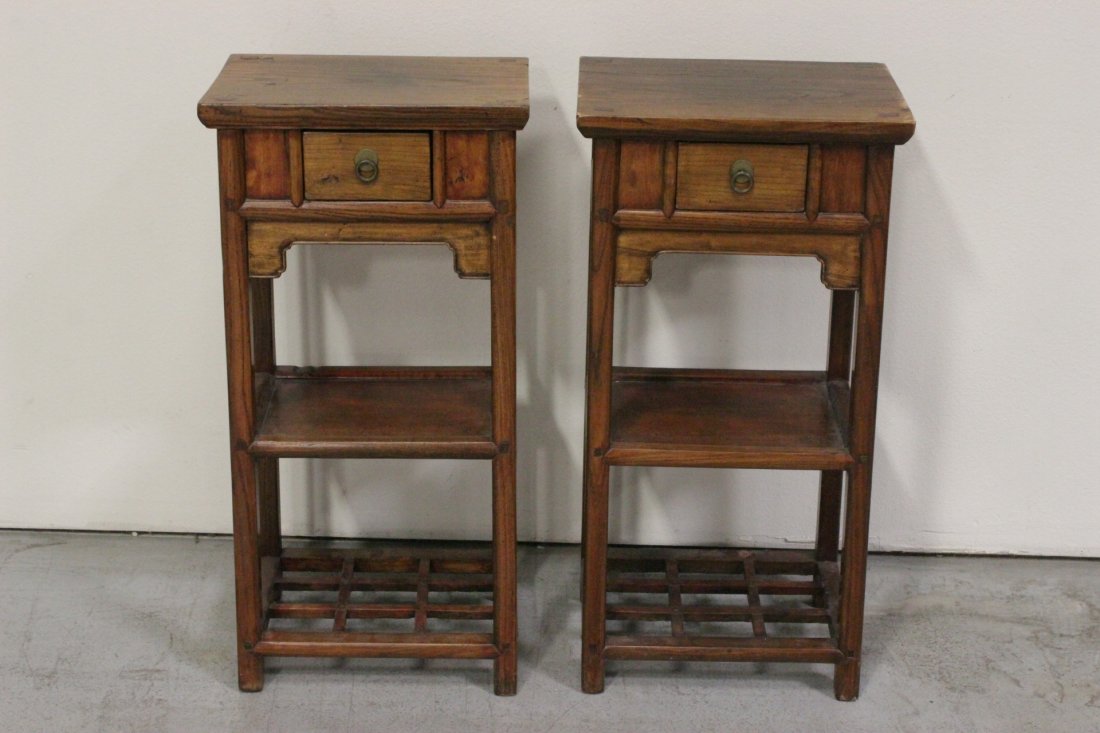 Pair Chinese antique pedestal tables (1 of 9)