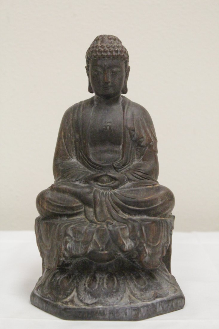 Chinese wood carved seated Buddha (1 of 9)