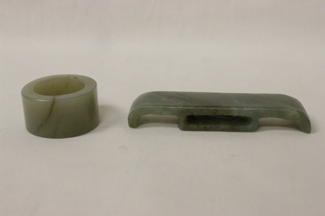 Jade sword decoration, and jade archer's ring (1 of 9)