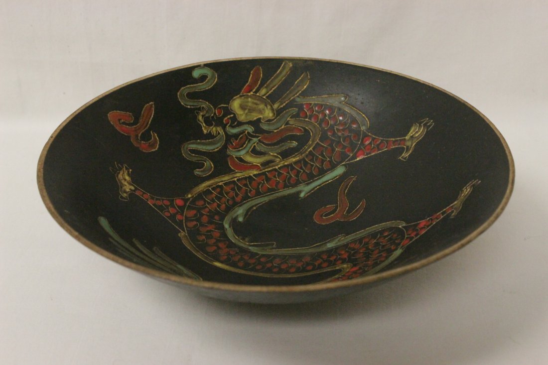 Chinese Song style black glazed bowl with dragon (1 of 10)