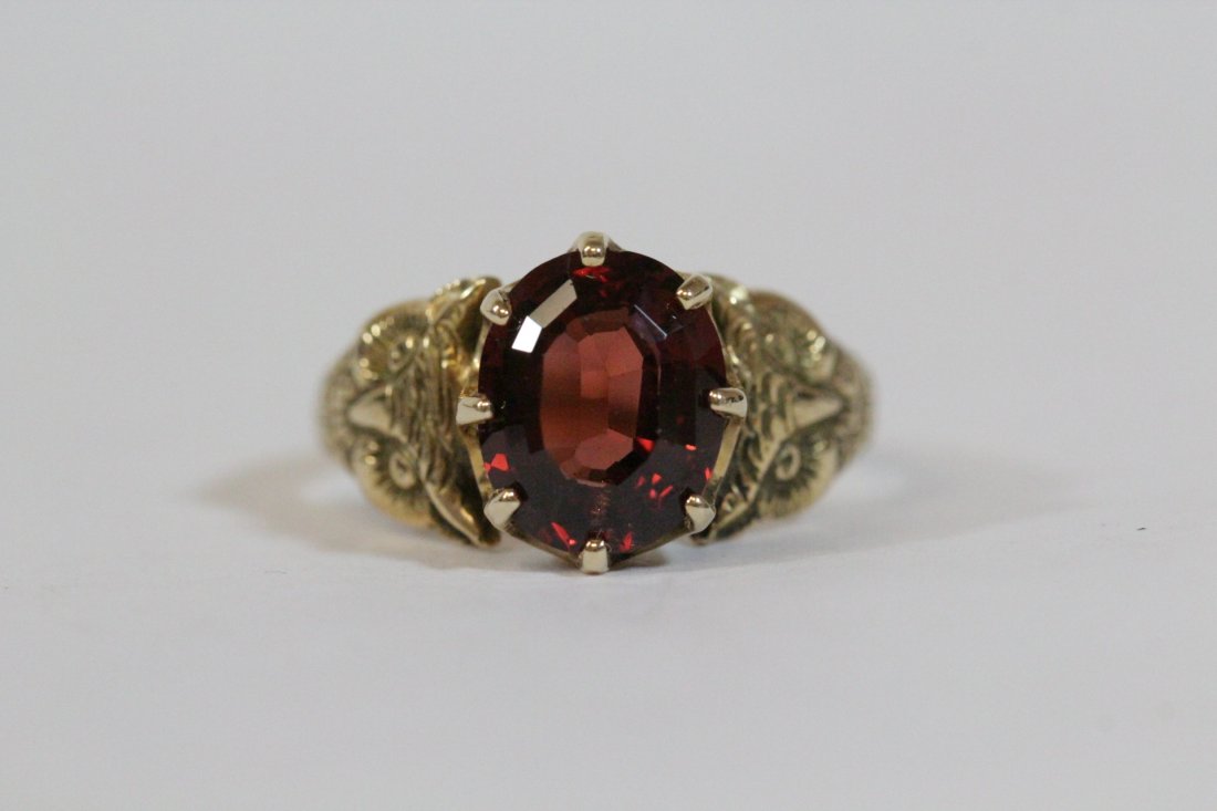 Victorian 14K ring, center possible garnet (1 of 10)
