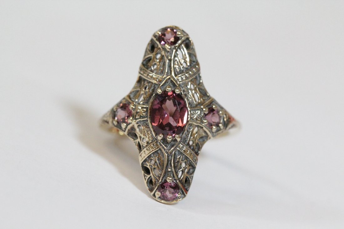 Victorian 14K rose gold ring, center possible topaz (1 of 10)