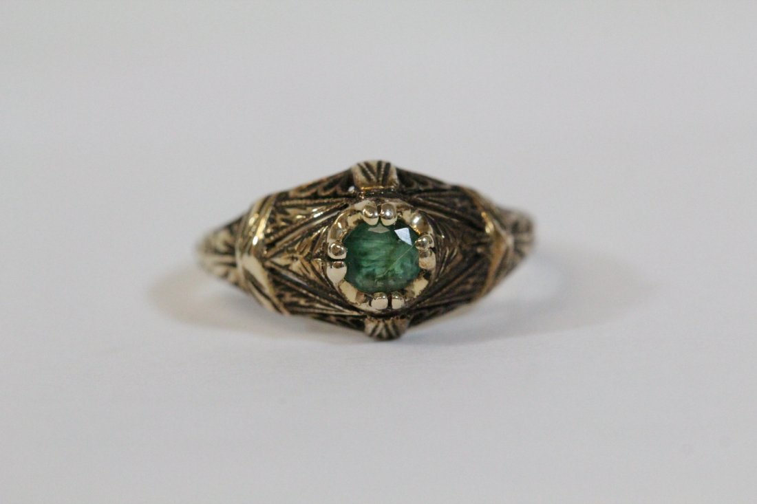 14K Y/G Victorian emerald ring (1 of 10)