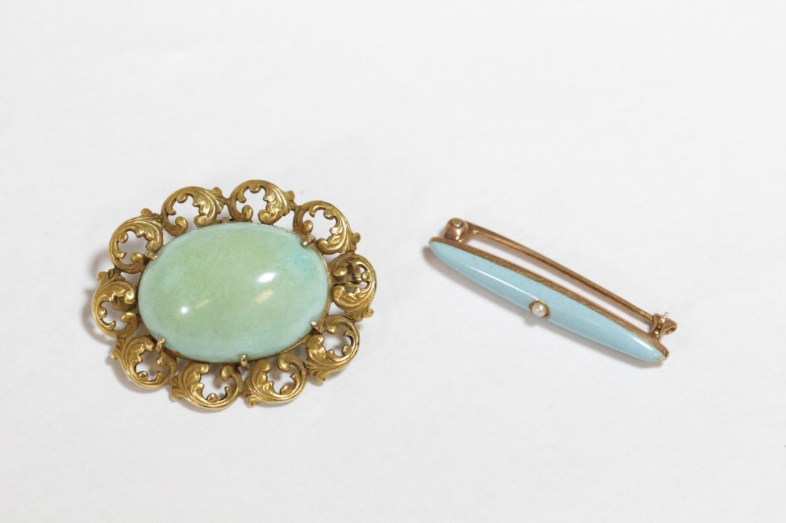 2 Victorian 14K brooches with Persian turquoise (1 of 10)