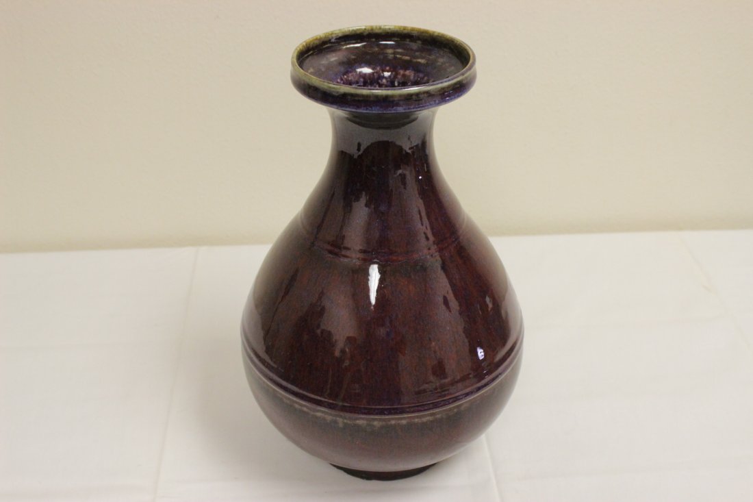 Large Chinese red glazed bottle vase (1 of 10)