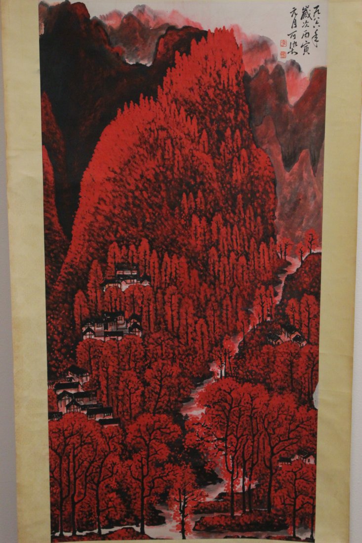 Chinese watercolor scroll "mountain scene" (1 of 10)