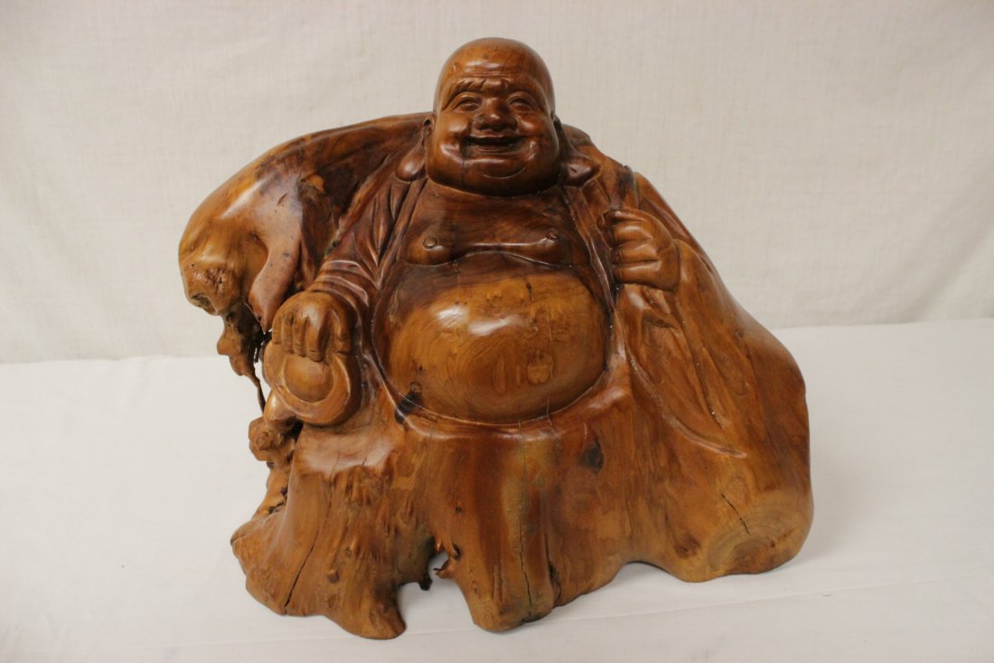 A fine Chinese root wood carved Buddha (1 of 9)
