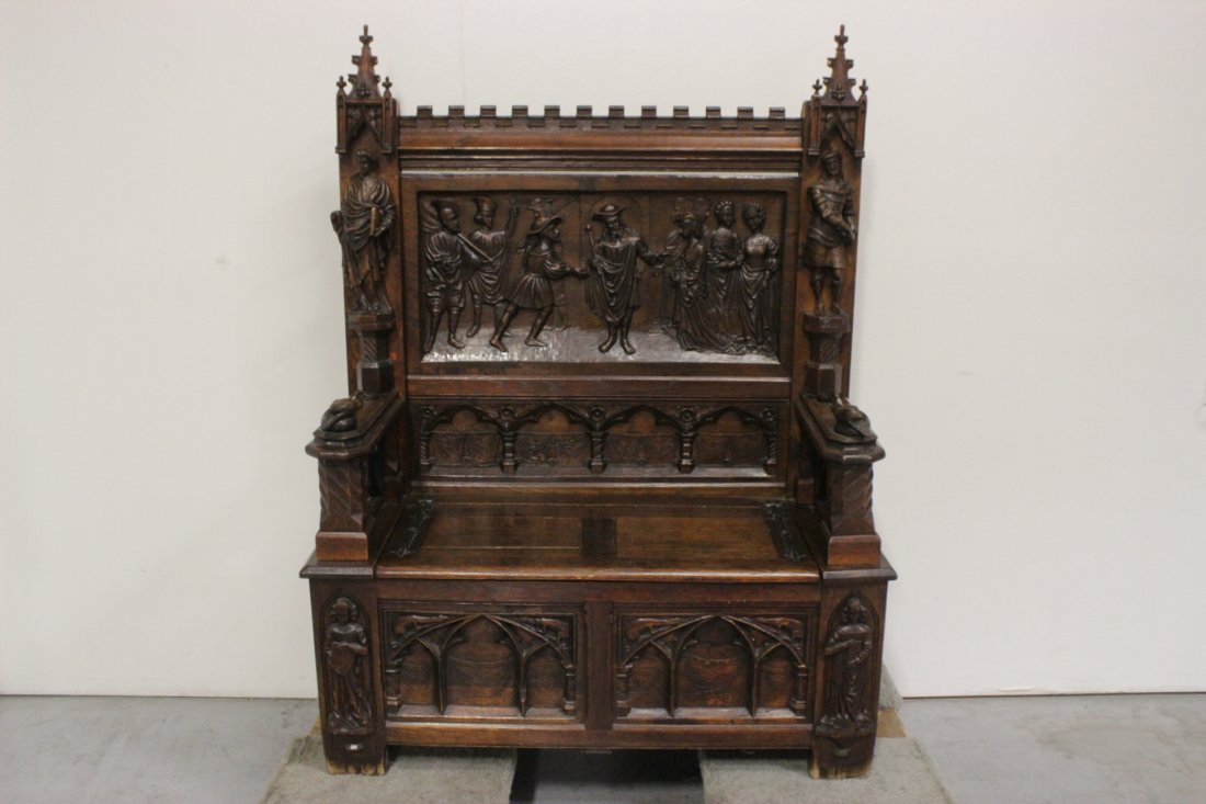 walnut 18th c. bench with bottom storage space (1 of 10)