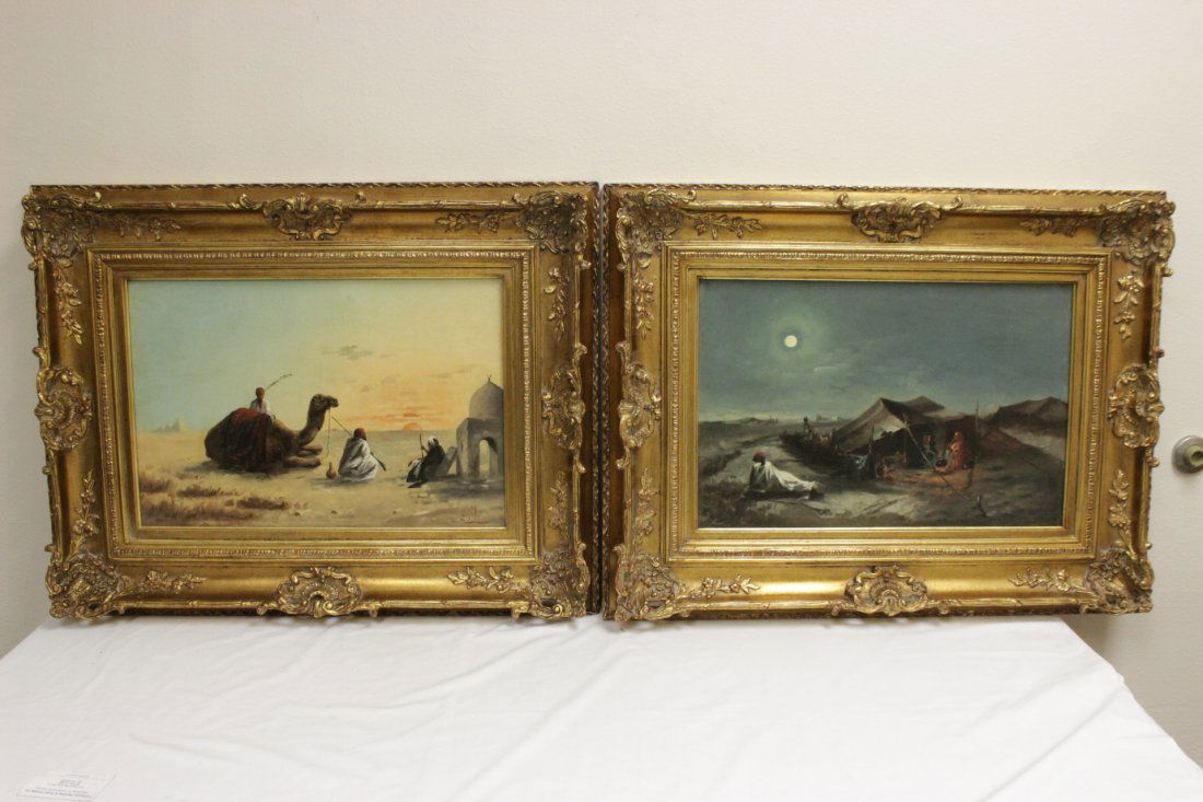 Pair oil on canvas painting, signed (1 of 10)