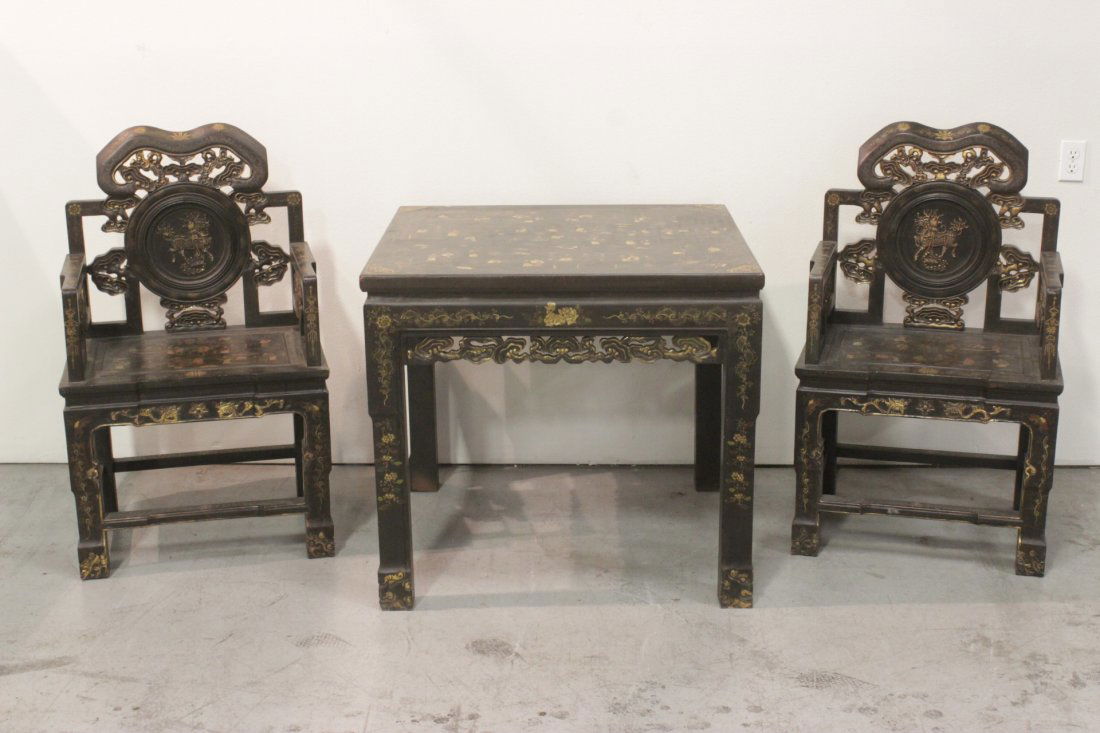 3pc Chinese lacquer furniture (1 of 10)