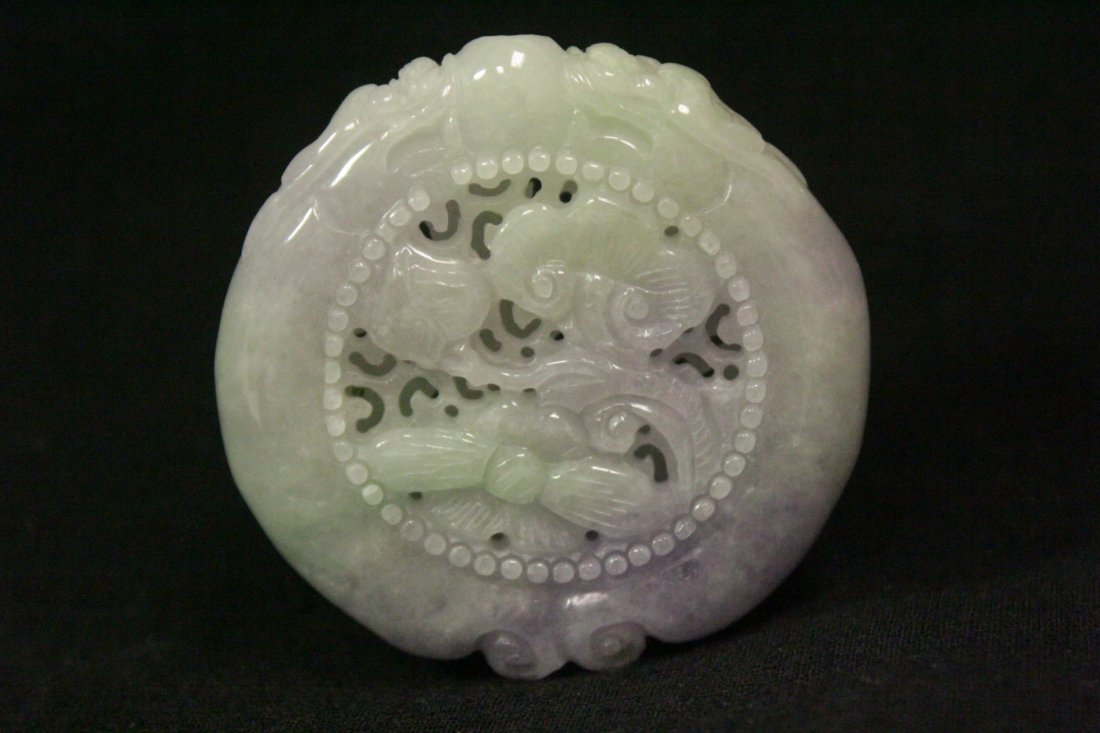 Chinese apple green & lavender jadeite pendant (1 of 10)