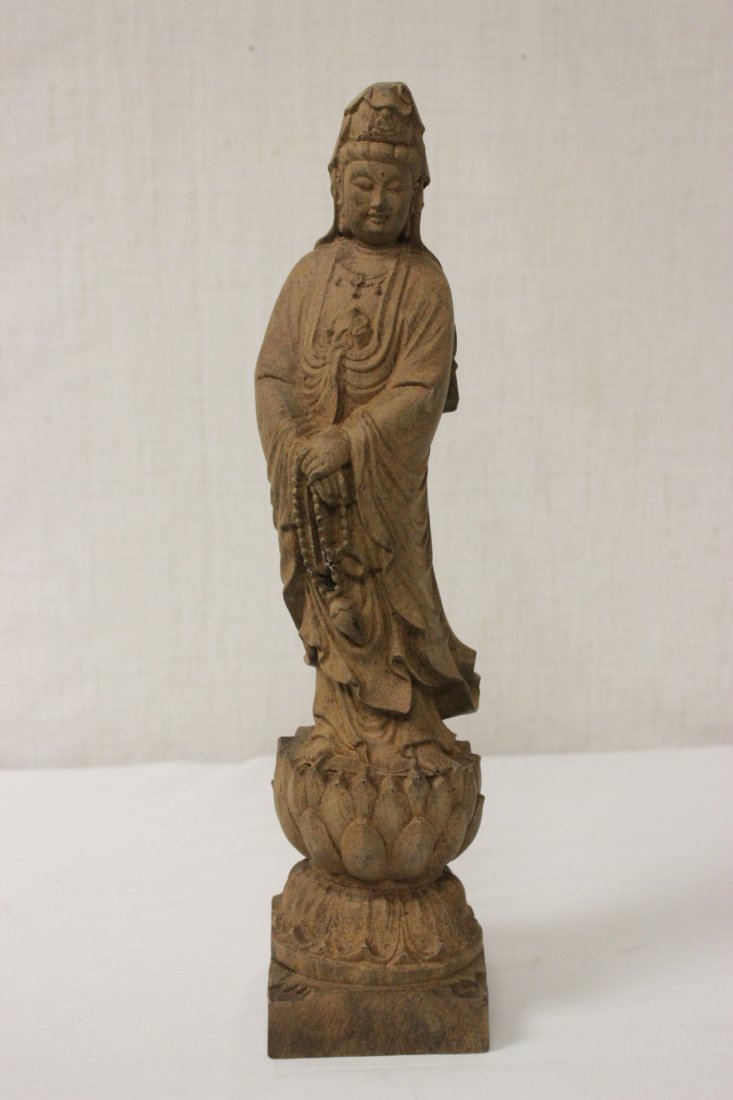Rare Vietnamese chenxiang wood carving: Rare Vietnamese chenxiang wood carved Guanyin, 15.5"H
