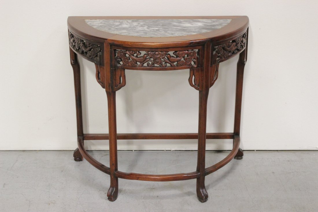 A fine rosewood marble top half moon table (1 of 10)