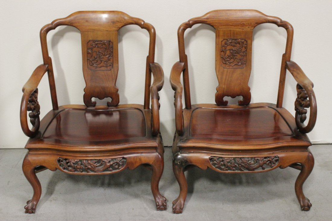 Pair Chinese rosewood armchairs (1 of 10)