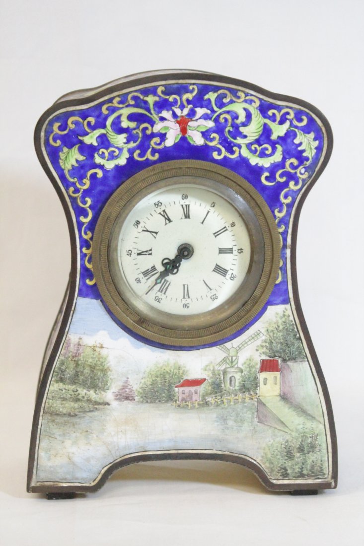 Chinese enamel cased table clock (1 of 10)