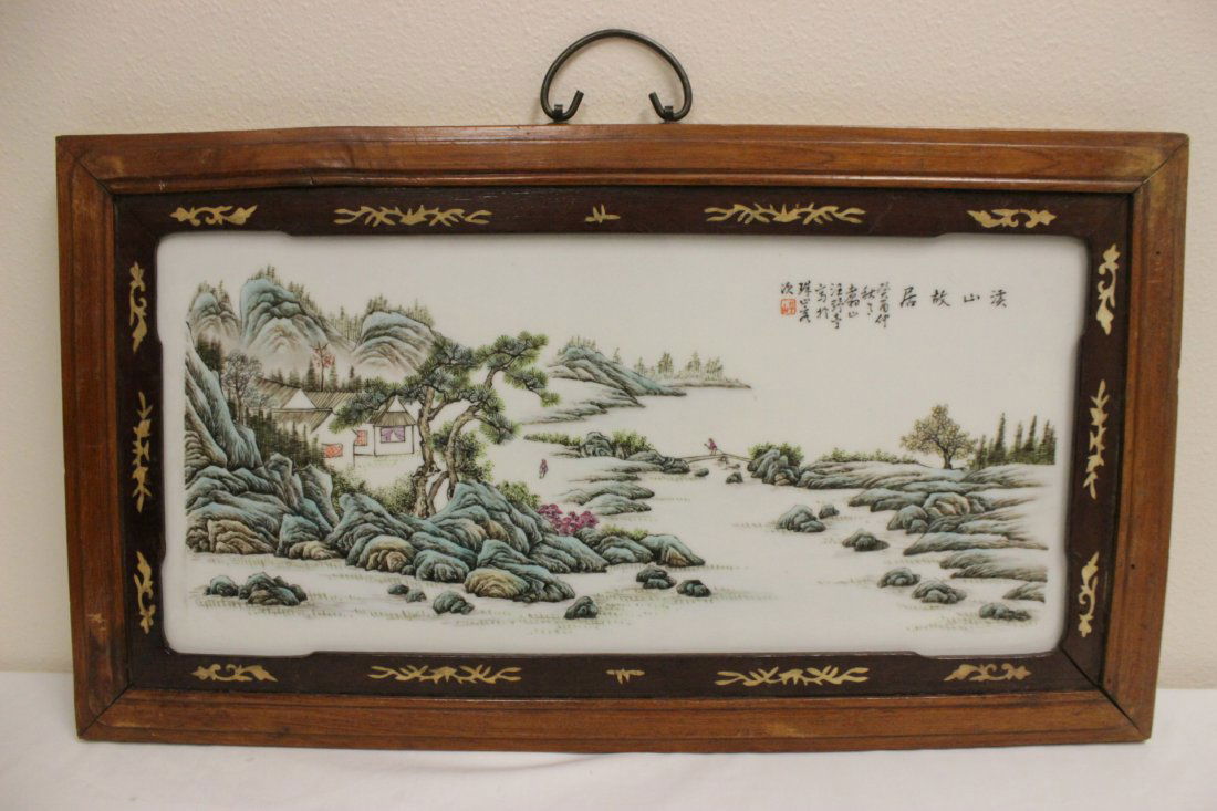 Chinese framed porcelain plaque (1 of 9)
