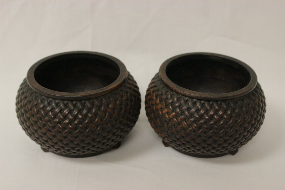 Pair very unusual wood carved boxes (1 of 10)