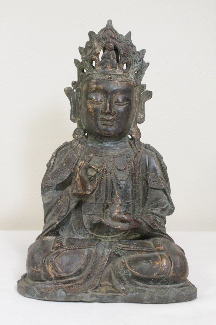 Chinese bronze sculpture of seated Buddha (1 of 10)