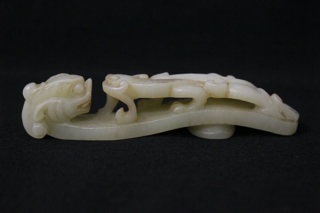 Chinese white jade carved belt buckle (1 of 9)