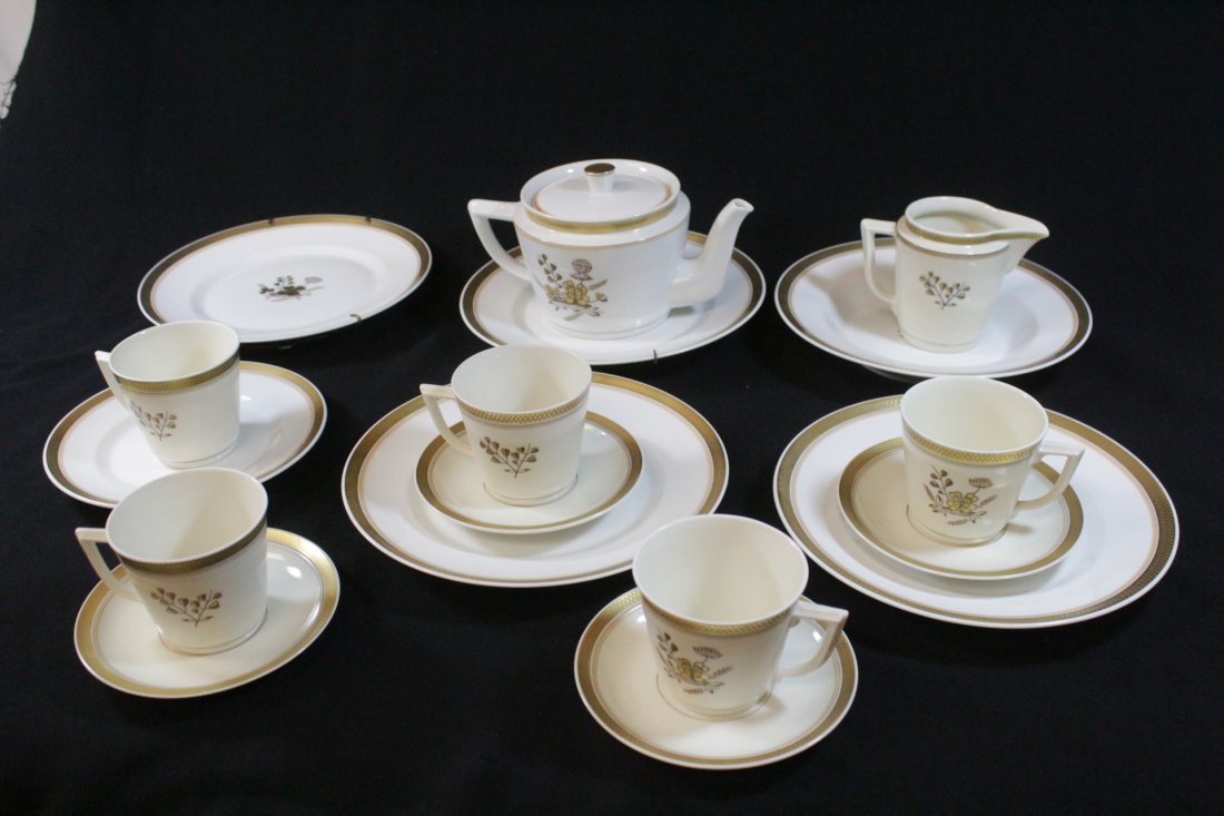 Painted tea set by Royal Copenhagen, total 17pc (1 of 10)
