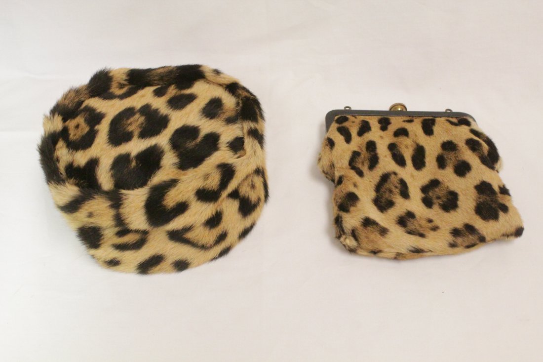 A natural leopard skin hat & a hand bag (1 of 9)