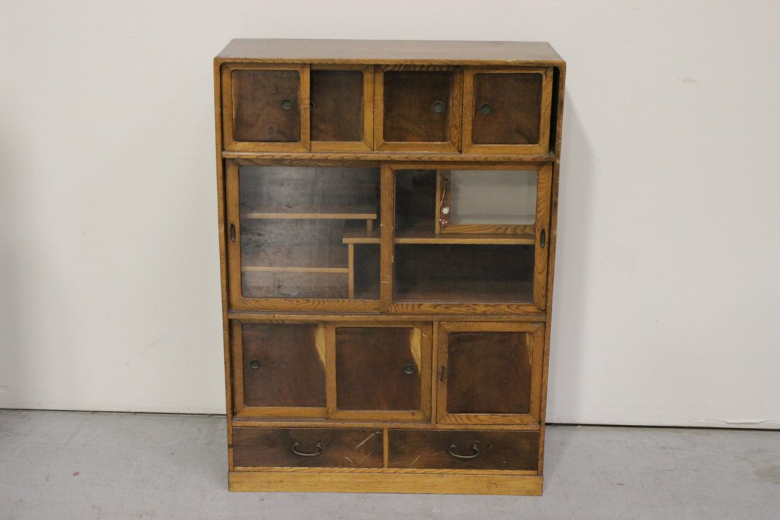 Antique Japanese mixed wood tea cabinet (1 of 10)