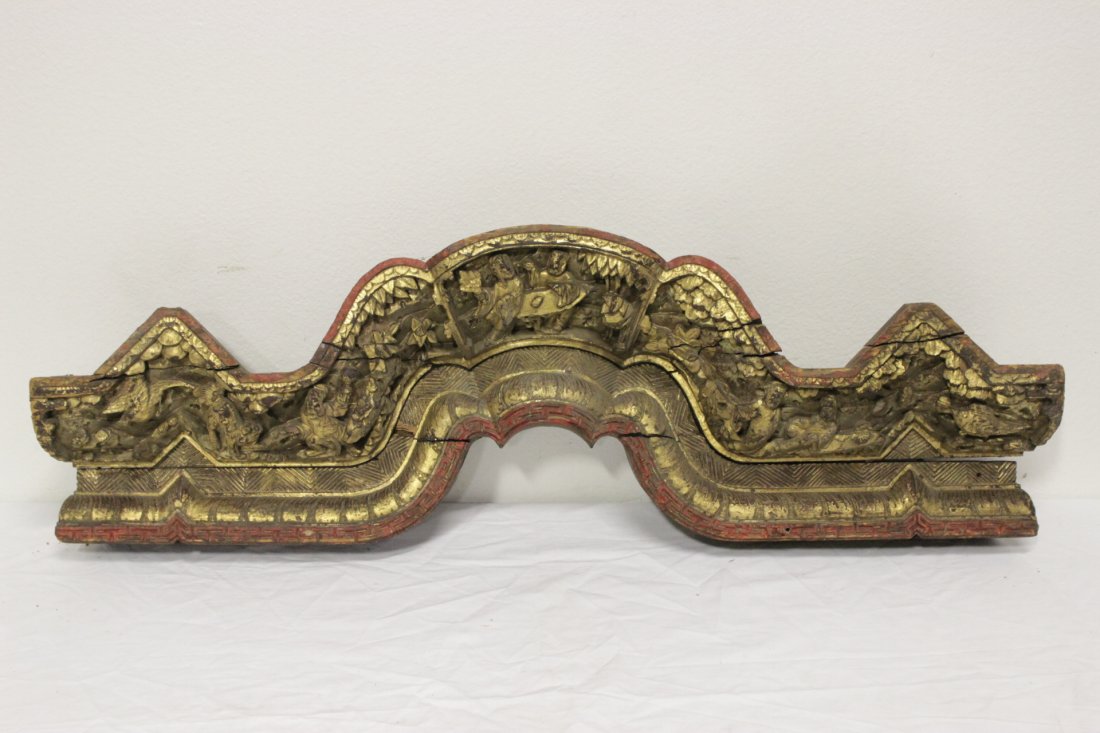 Chinese antique gilt wood ornament: Chinese antique gilt wood ornament, 35.8"Lx10.8"x4.25"