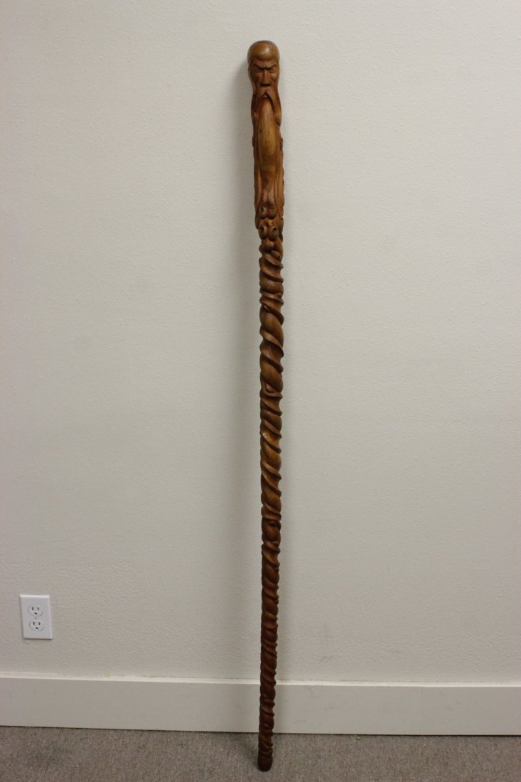 Chinese wood carved cane (1 of 10)