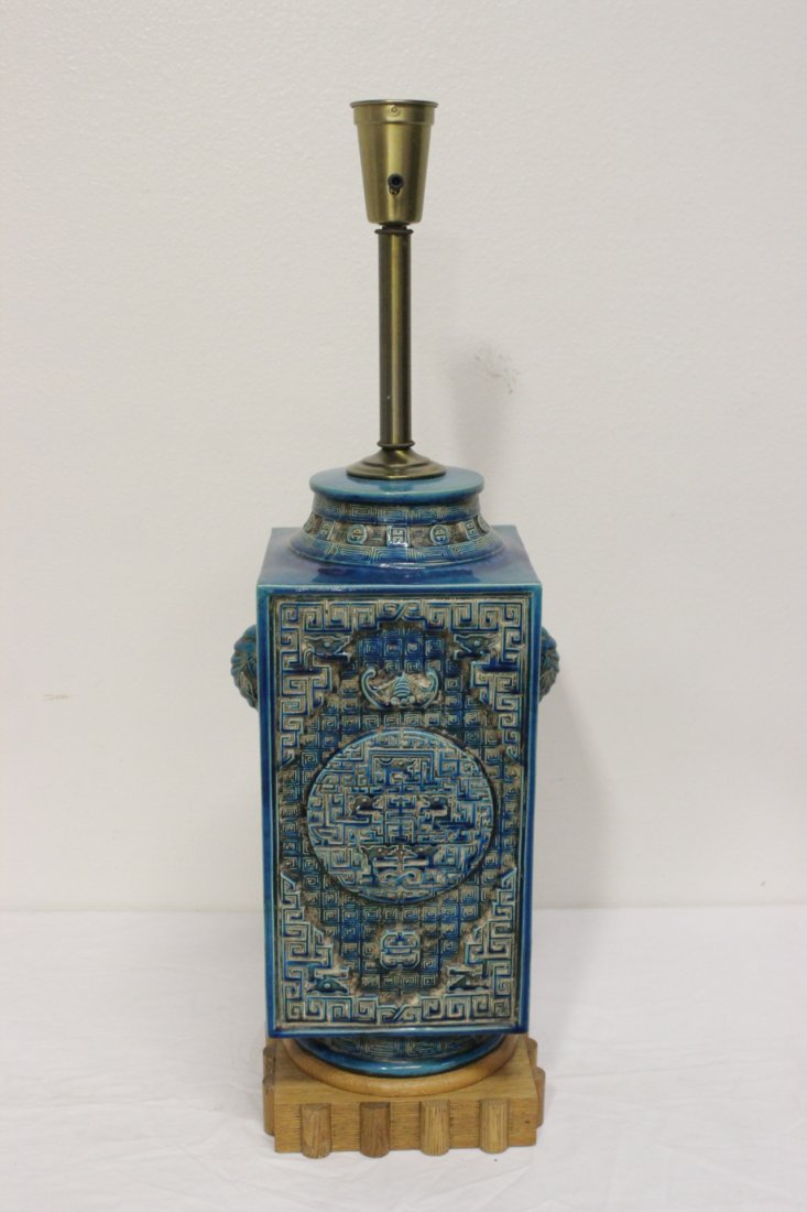 Chinese 19th/20th c. vase, made as lamp (1 of 10)