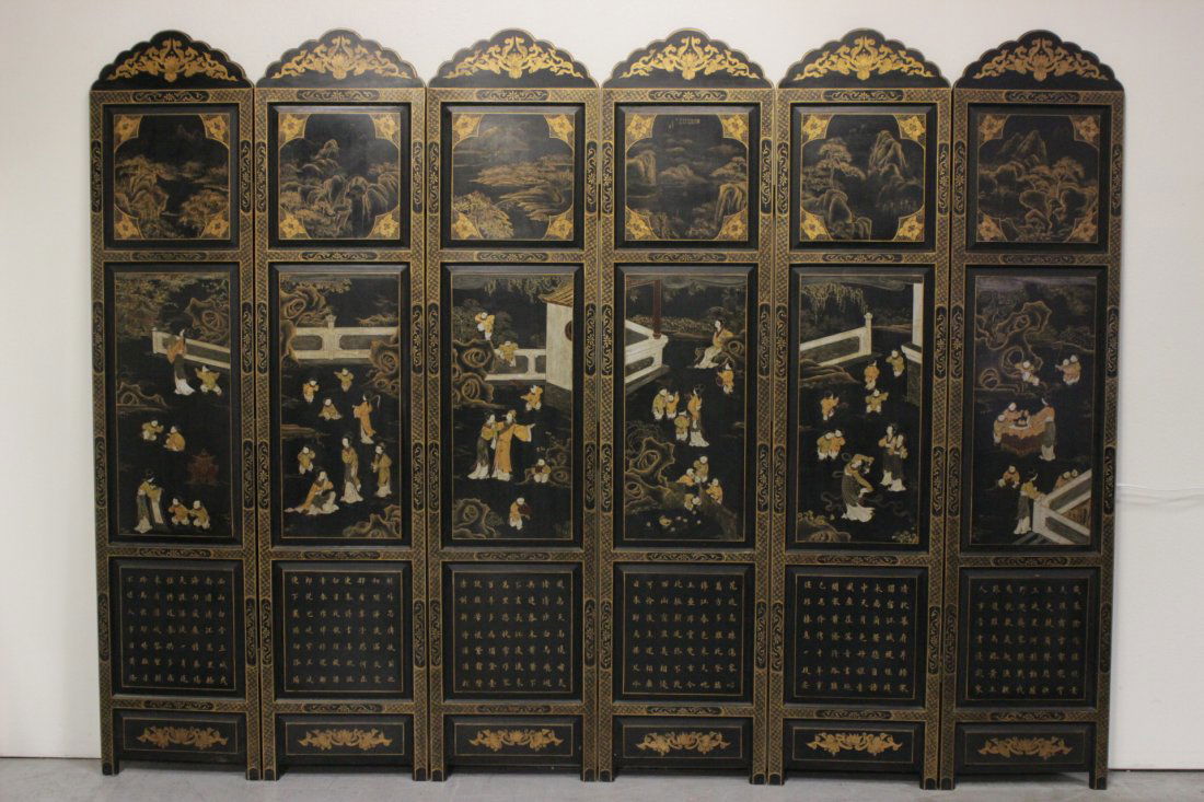 Chinese early 20th c. 6-panel room divider (1 of 10)