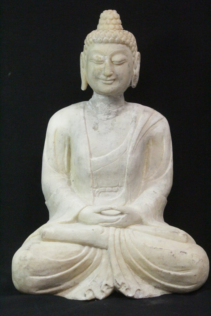 Chinese white marble carved seated Buddha (1 of 10)
