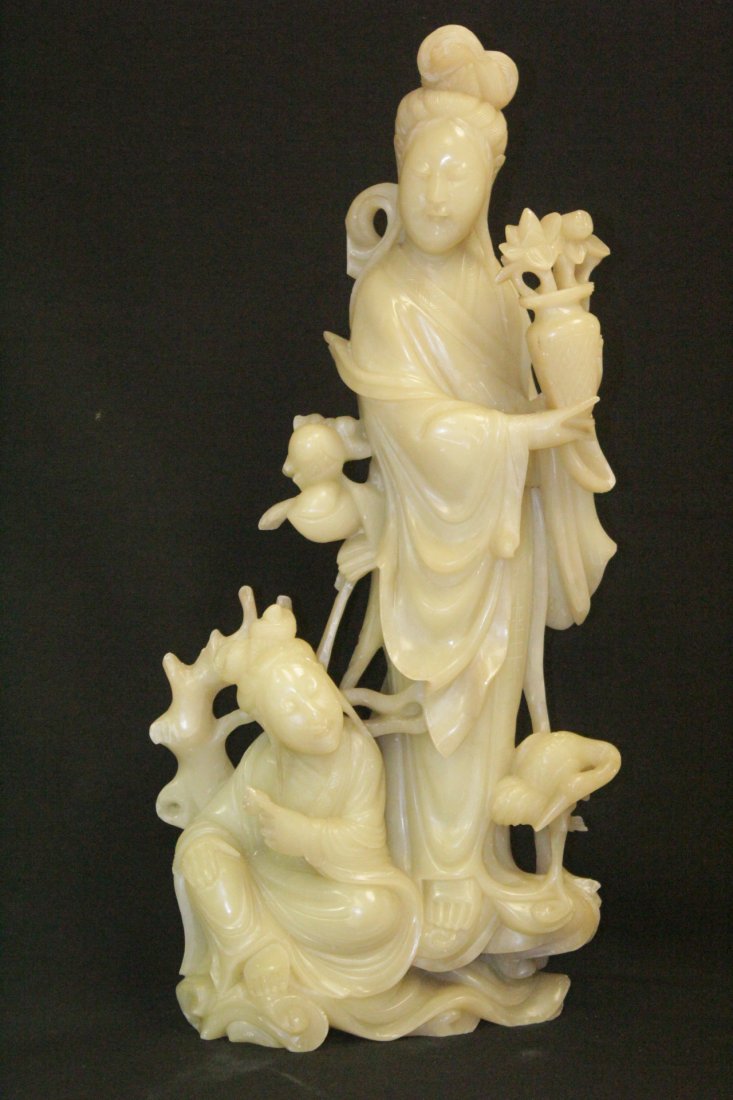 A fine Chinese shoushan stone carved Guanyin (1 of 10)