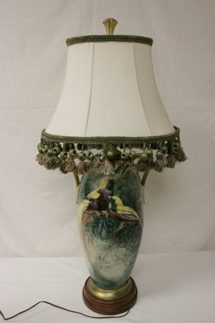 lg signed hand painted porcelain vase made as lamp (1 of 10)