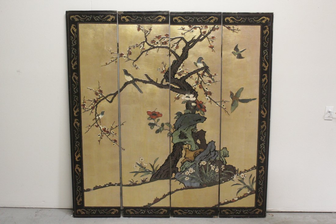 Chinese 4-panel coromandel screen (1 of 10)