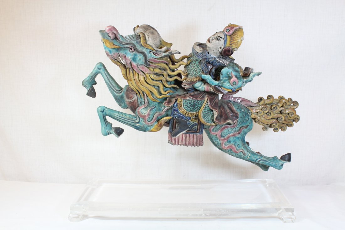 Chinese antique roof tile mounted on Lucite stand (1 of 10)