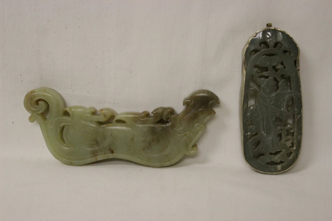 2 celadon jade ornaments (1 of 9)