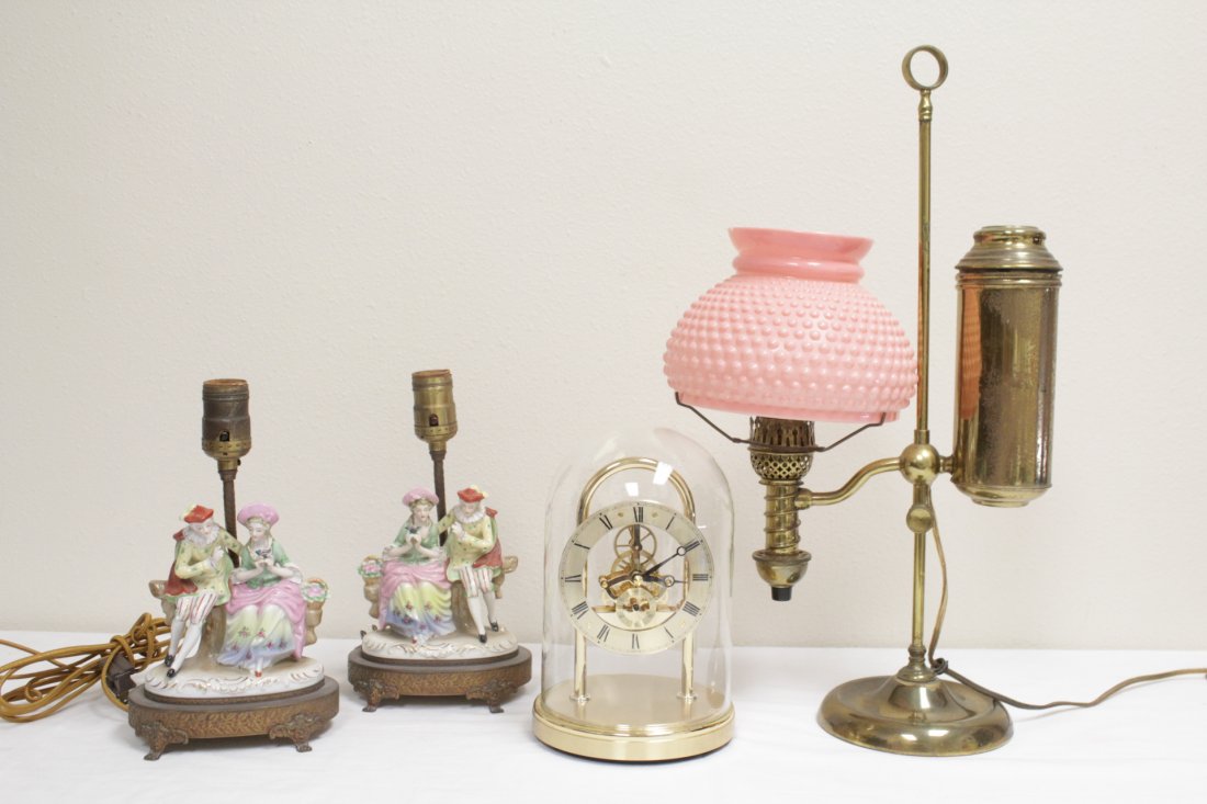 3 early 20th c. lamps And a Seiko dome clock (1 of 10)
