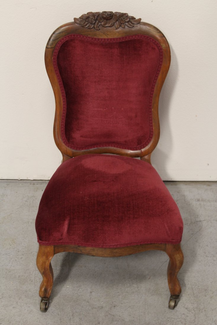 Rare Victorian walnut framed slipper chair (1 of 10)