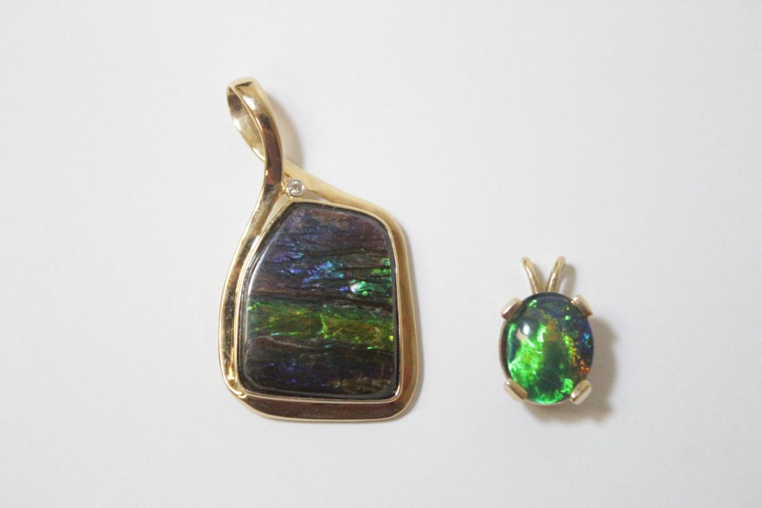 Two 14K Y/G pendant set with synthetic opals (1 of 10)