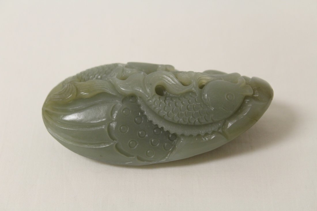Chinese celadon jade carved ornament (1 of 10)