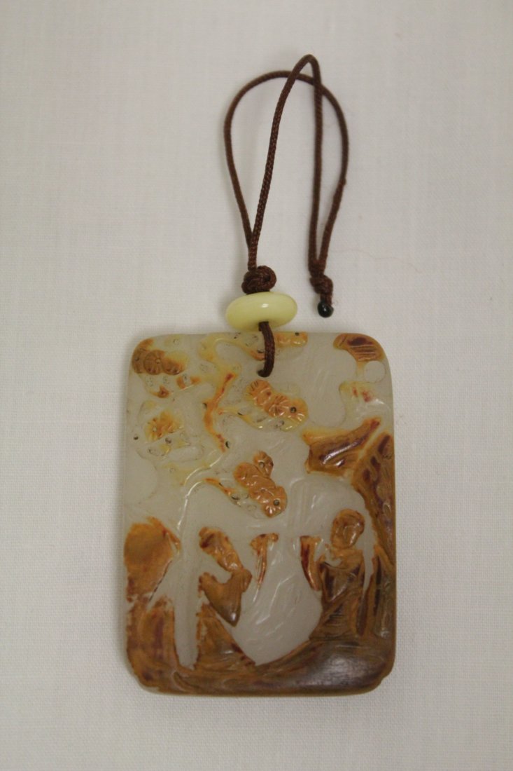 A fine Chinese white jade carved plaque (1 of 7)