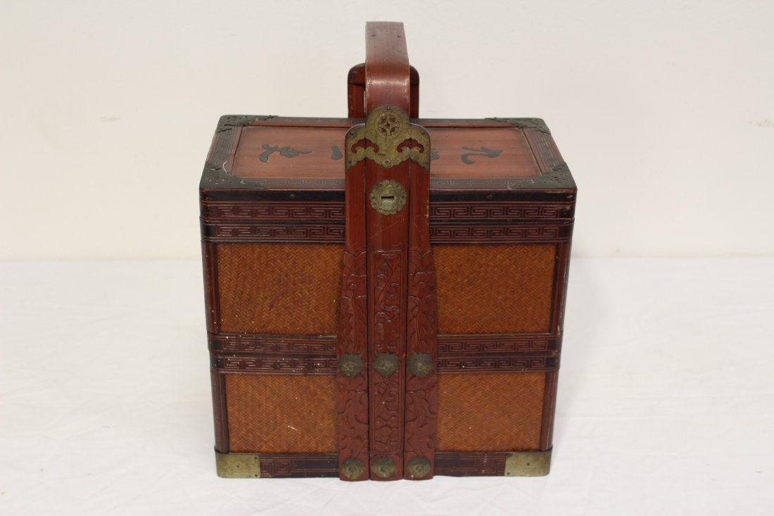 Chinese antique bamboo carrying case for books (1 of 10)