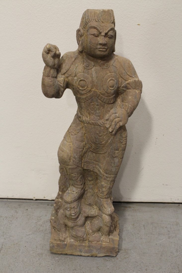 Chinese stone carved standing warrior (1 of 10)