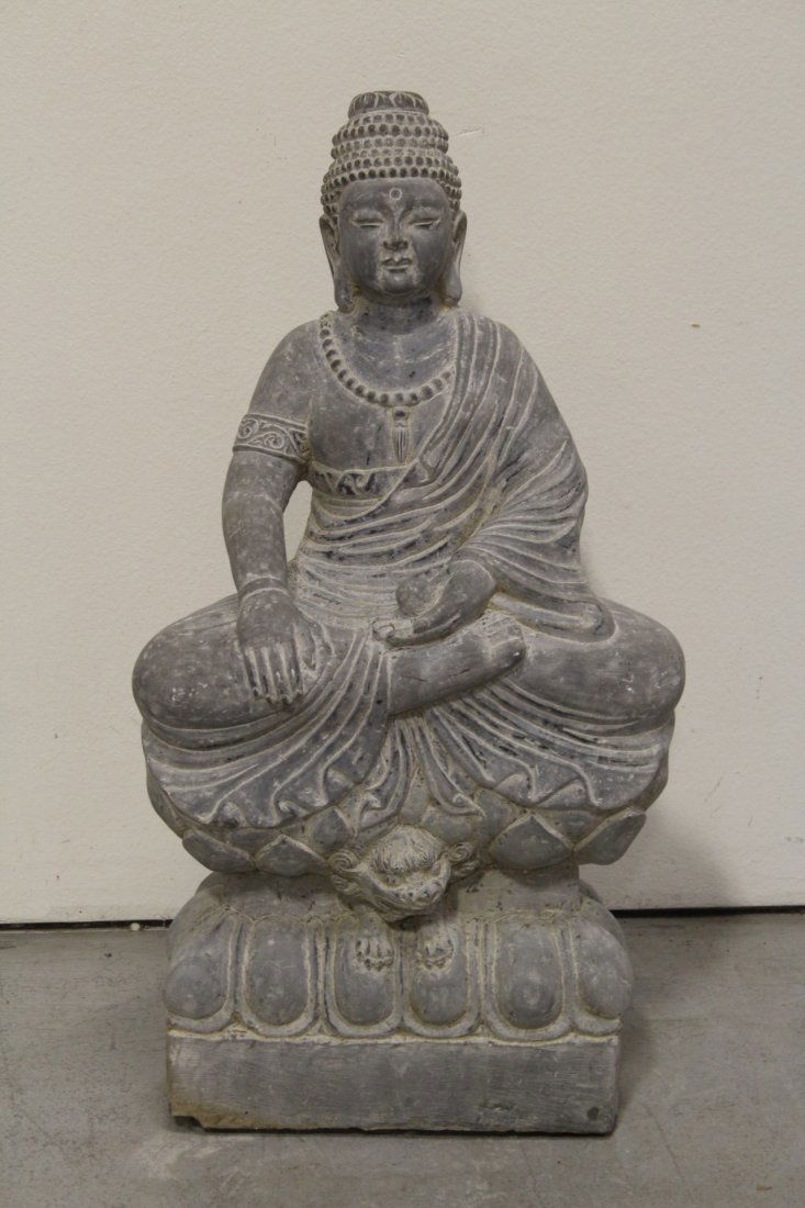 A fine Chinese stone carved seated Buddha (1 of 10)