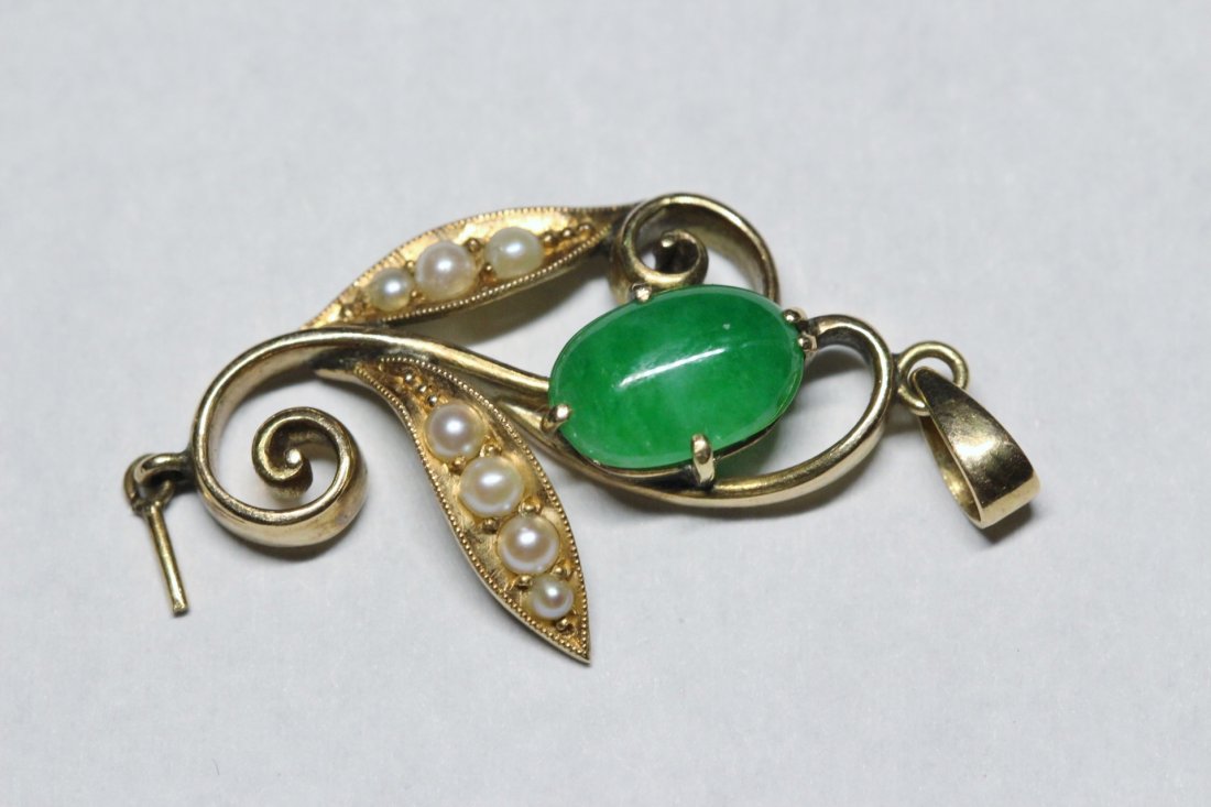14K Y/G antique rose gold jadeite pendant (1 of 10)