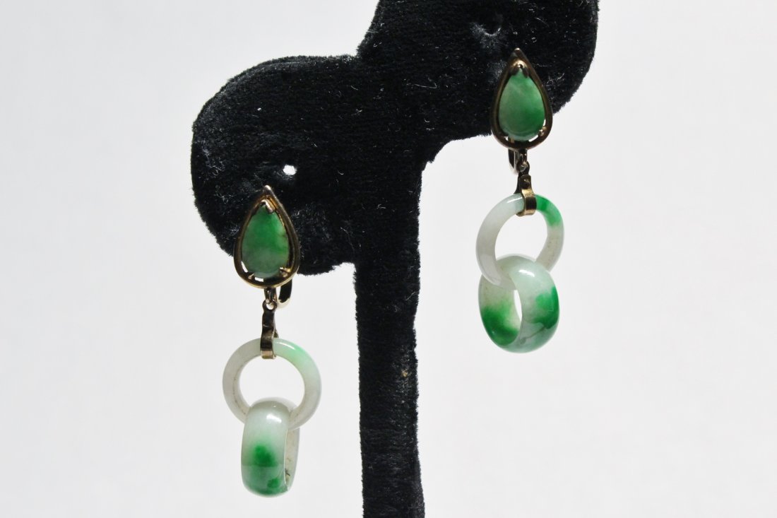 Pair Chinese antique jadeite earrings (1 of 10)